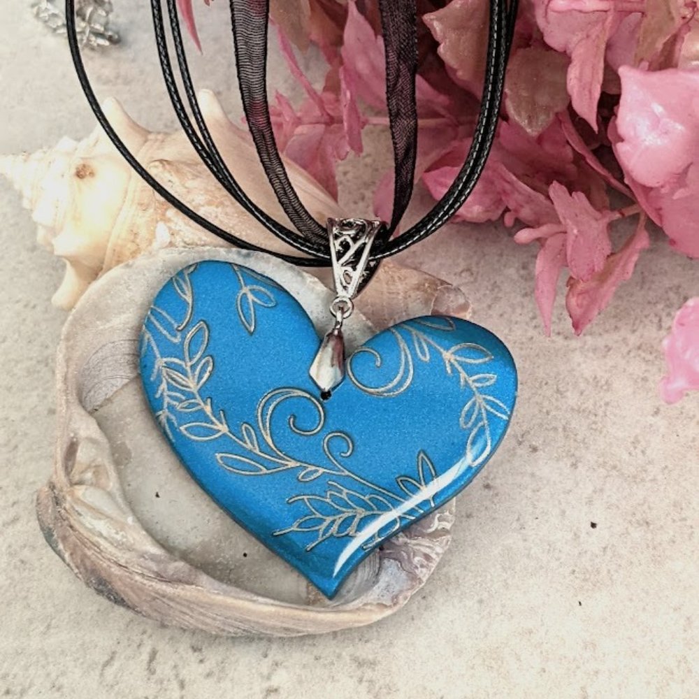 Beautiful Teal Heart Pendant